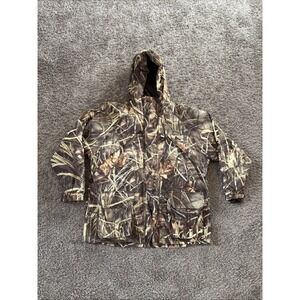 CABELAS 3 In 1 Advantage Wetlands Camo  Hunting Jacket Double Heavy Large Kids L